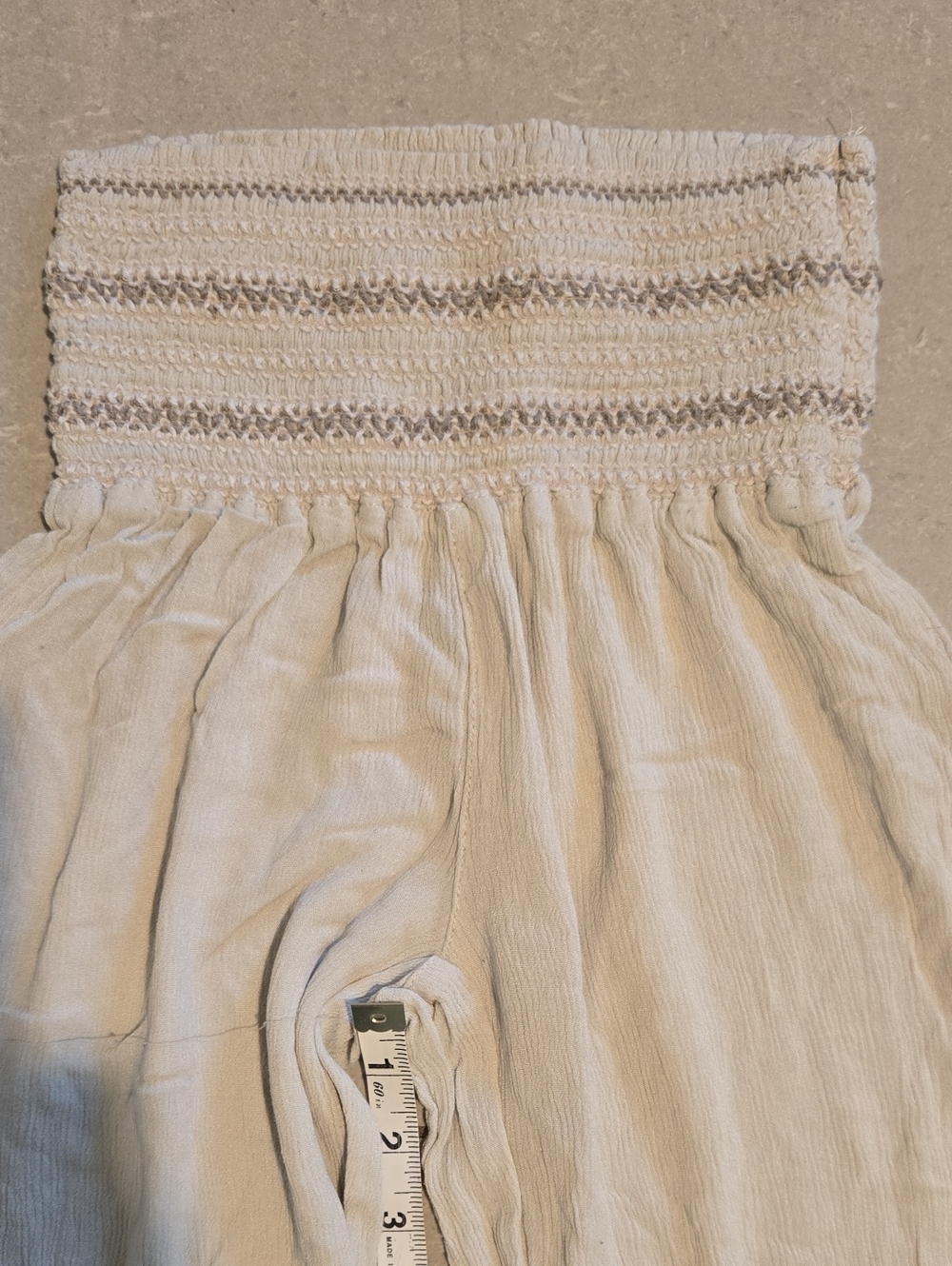 Lightweight Cream Smocked Waist Wide-Leg Pants - Picture 3 of 5